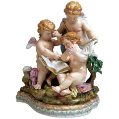 Figurines de chérubins de Meissen Allégorie de l'arithmetique Modèle 12 d'Acier, vers 1860