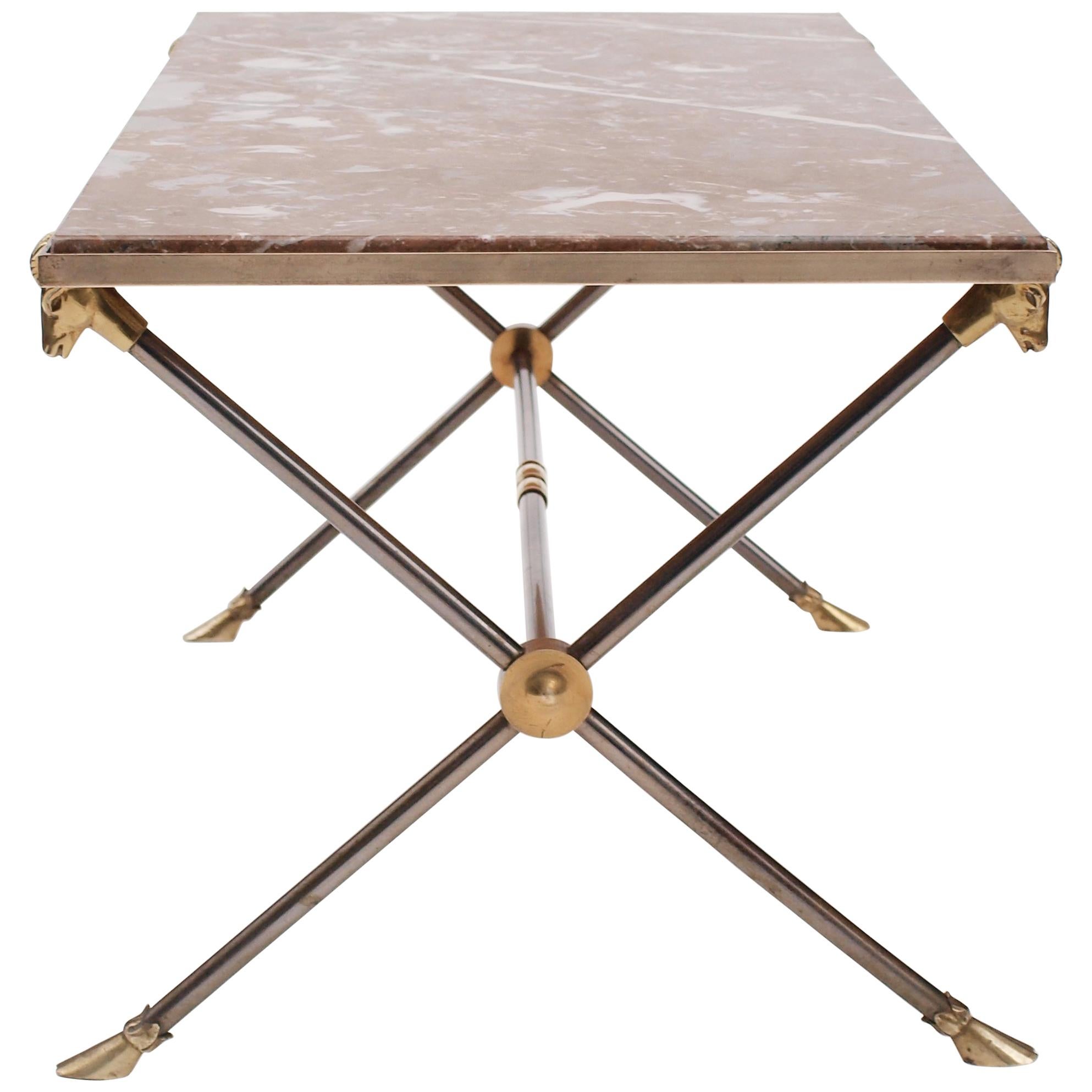Maison Ramsay Brass, Nickel and Marble Coffee Table