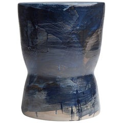 "Indigo 01 Bench" Ltd. Ed. Partially Glazed Stoneware Stool by Pascale Girardin