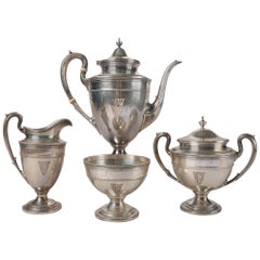 English Georgian Gorham Edgeworth Sterling Silver Four-Piece Tea Set