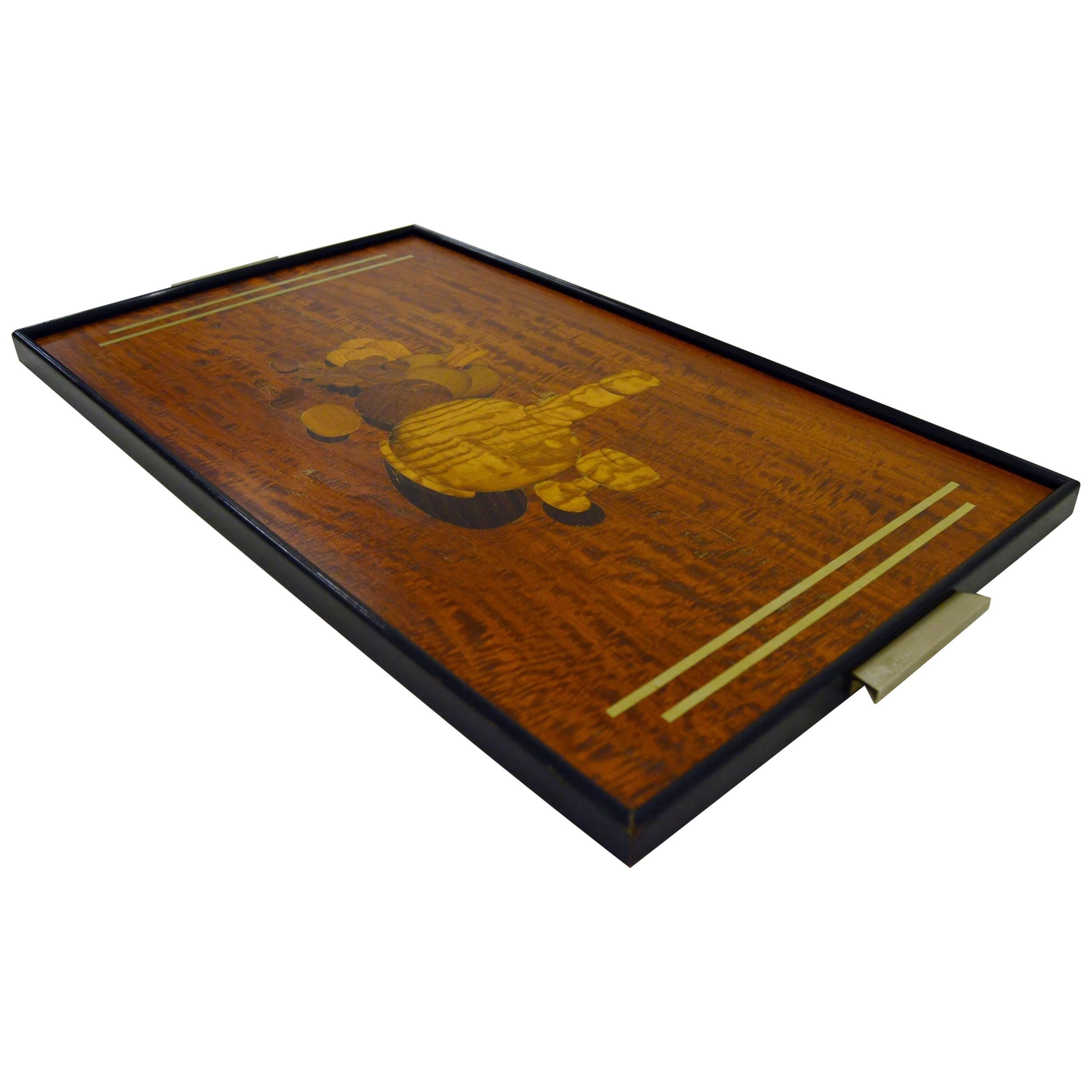 Bar Serving Tray with Inlays from Mölby Intarsia, circa 1930s