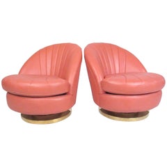 Pair of Stylish Modern Swivel Club Chairs
