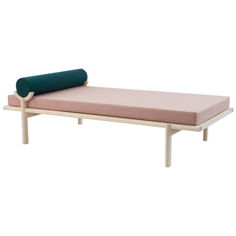 Bleached Ash Wood Crescent Lounge or Chaise Longue For Sale at 1stDibs