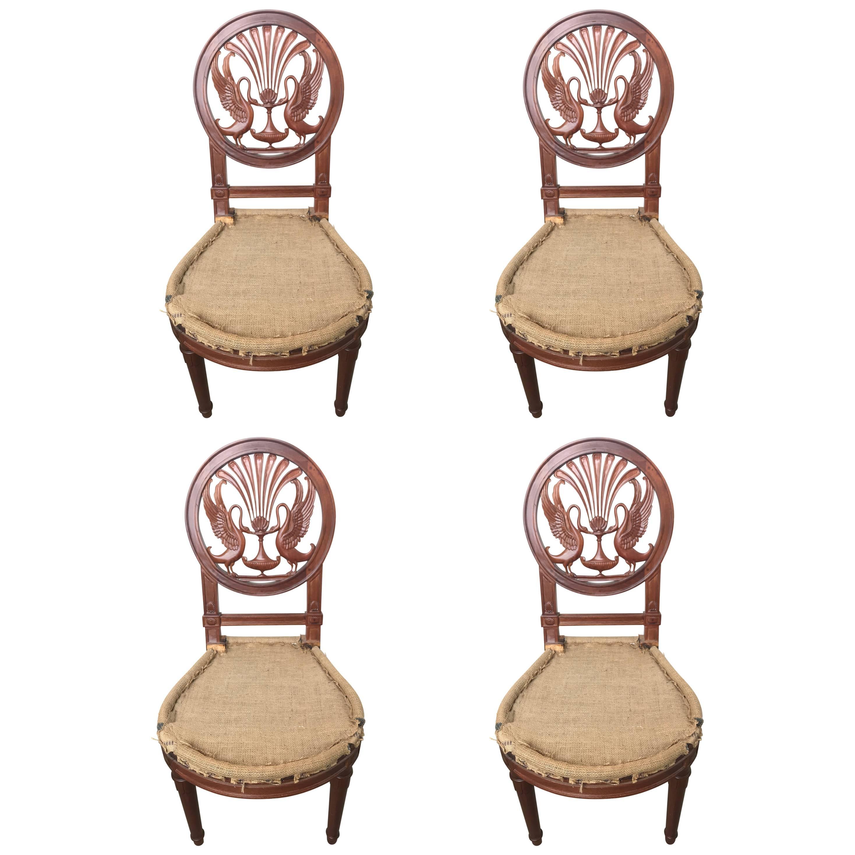 20th Century Set of Four Directoire Style Mahogany Chairs For Sale