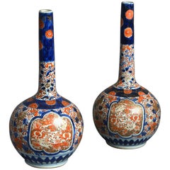 Pair of 19th Century Imari Bottle Vases