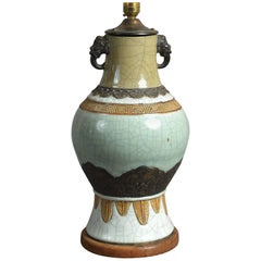 Antique 19th Century Crackle Glaze Vase as a Lamp