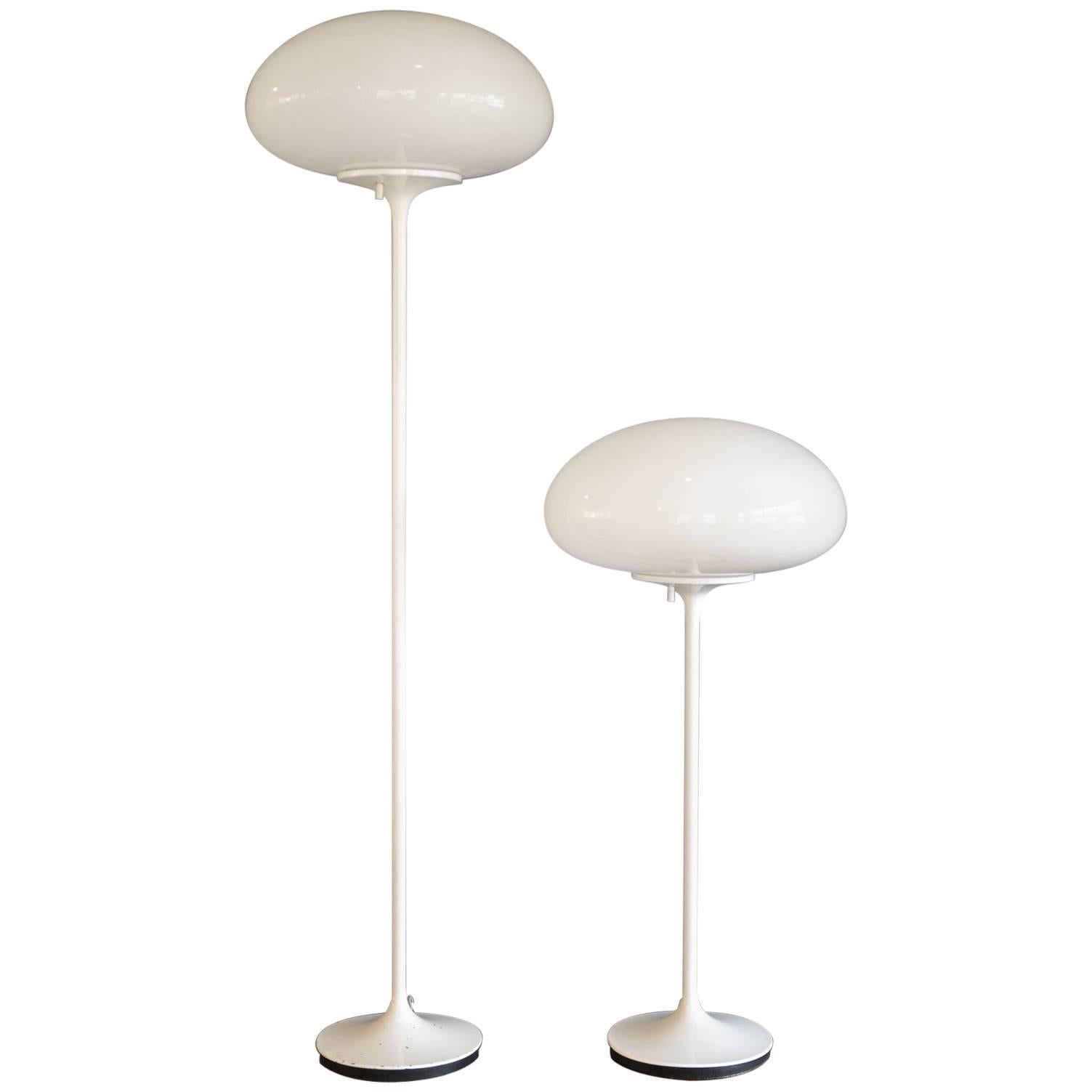 Pair of Bill Curry Stemlite for Design Line Mushroom Floor and Table Lamps