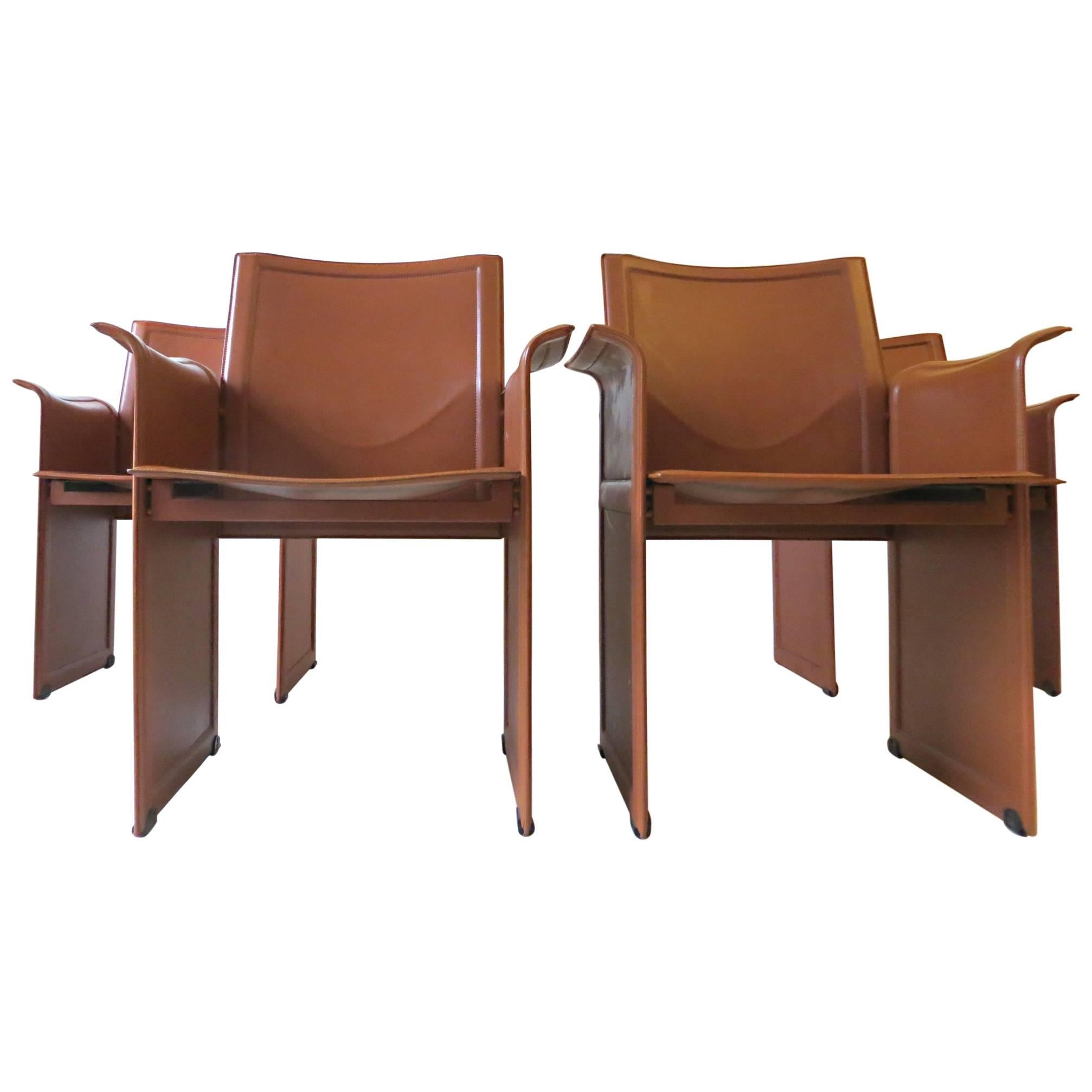 Four Italian 1970s Korium Chairs by Tito Agnoli for Matteo Grassi