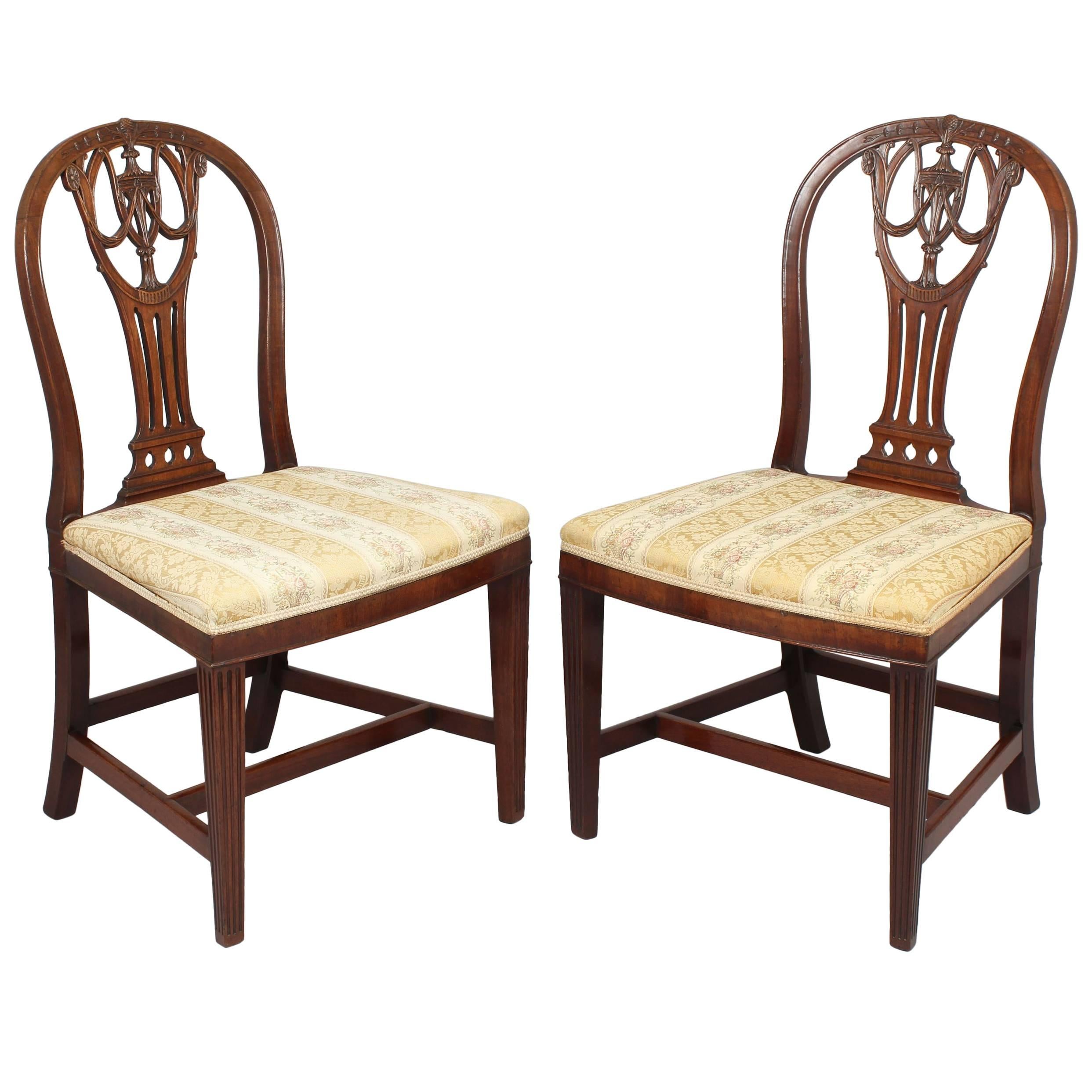 Pair of George III Period Mahogany Side-Chairs in the Hepplewhite Manner