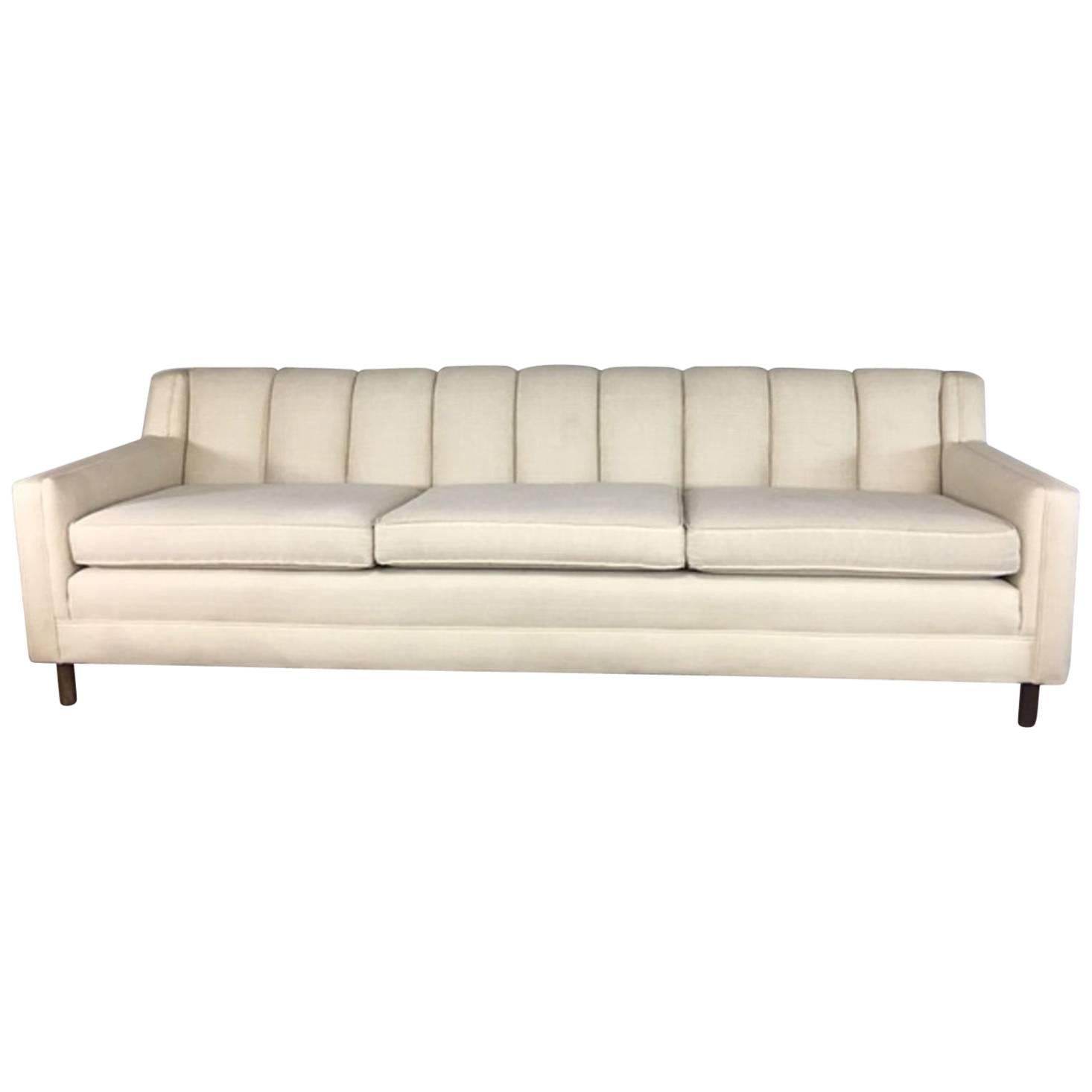 Scallopped Back Rest Mid-Century Modern Sofa For Sale