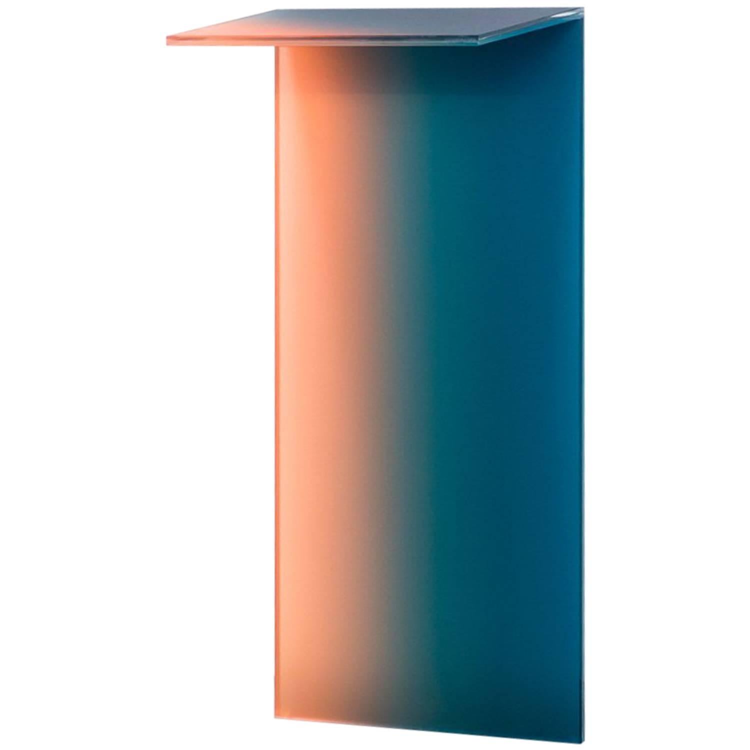 Ombre Glass Console or Shelf in Orange/Blue Frosted Glass  For Sale