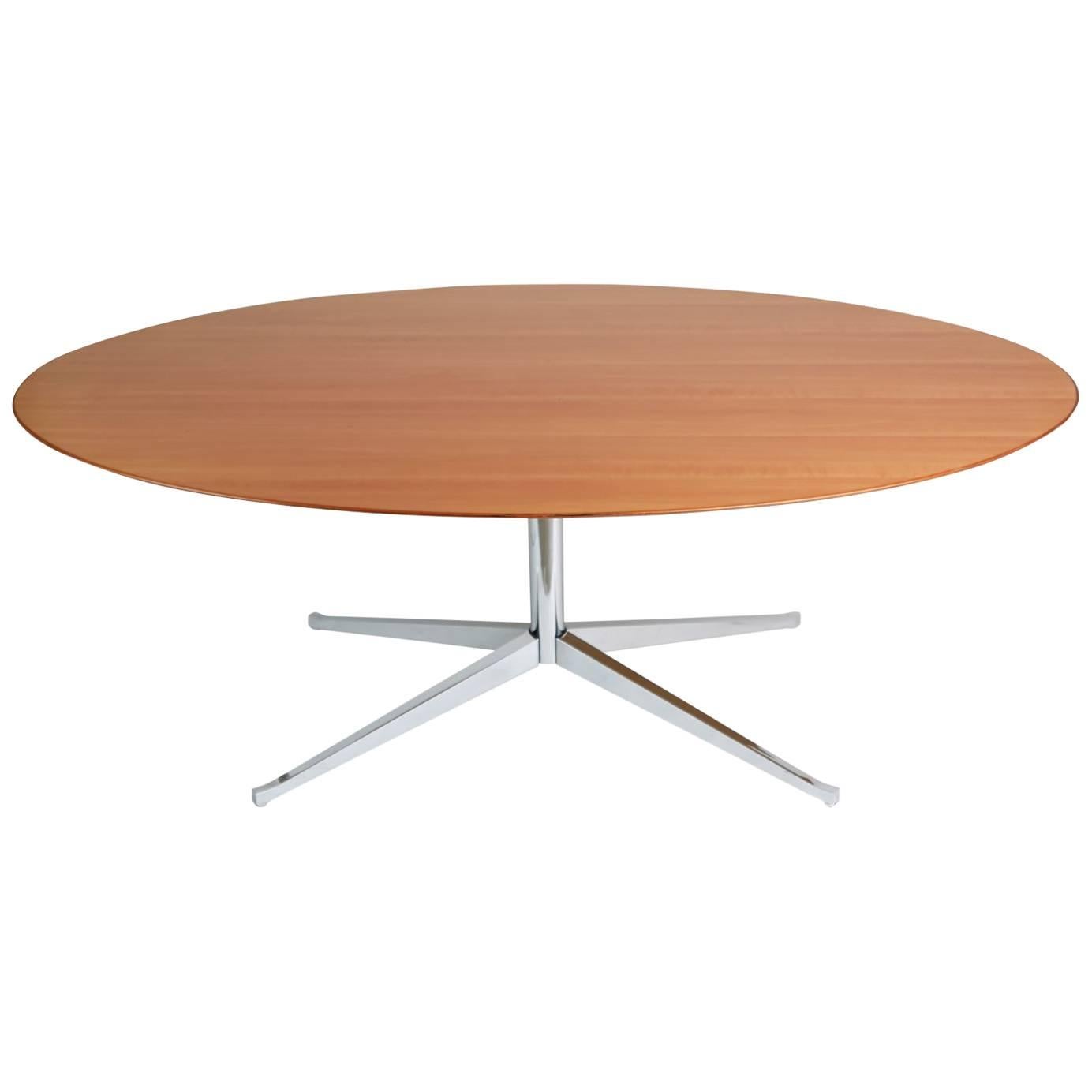 Florence Knoll Pearwood and Chrome Conference or Dining Table