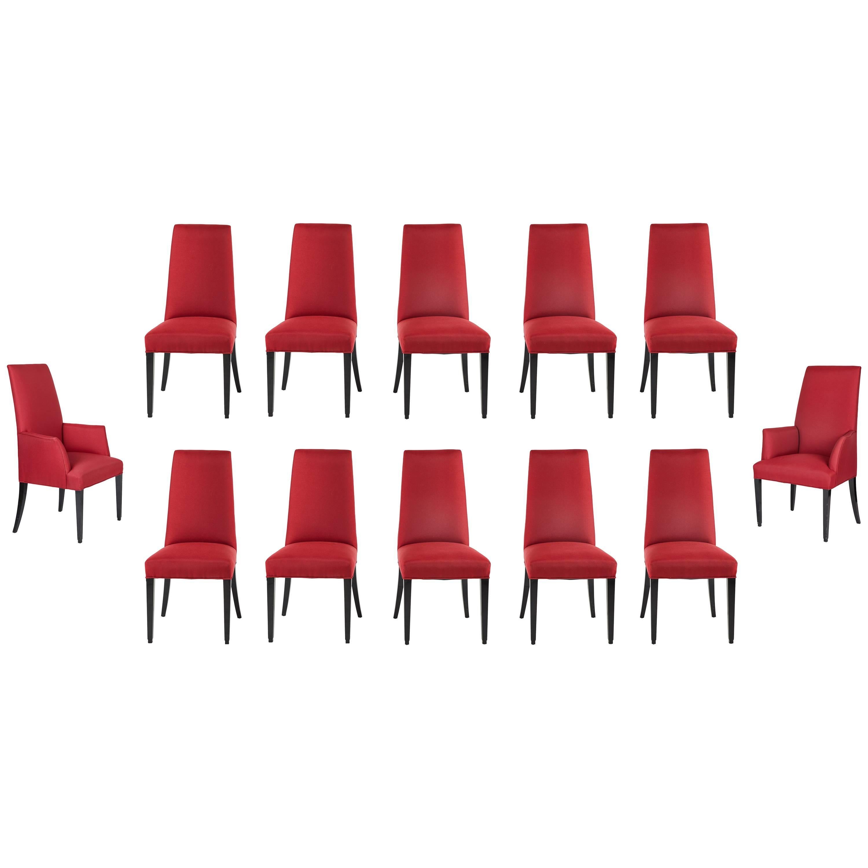 Set of 12 Red Dining Chairs