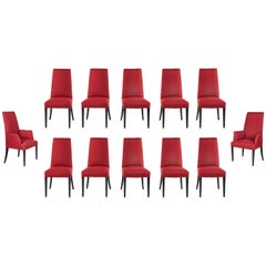 Vintage Set of 12 Red Dining Chairs