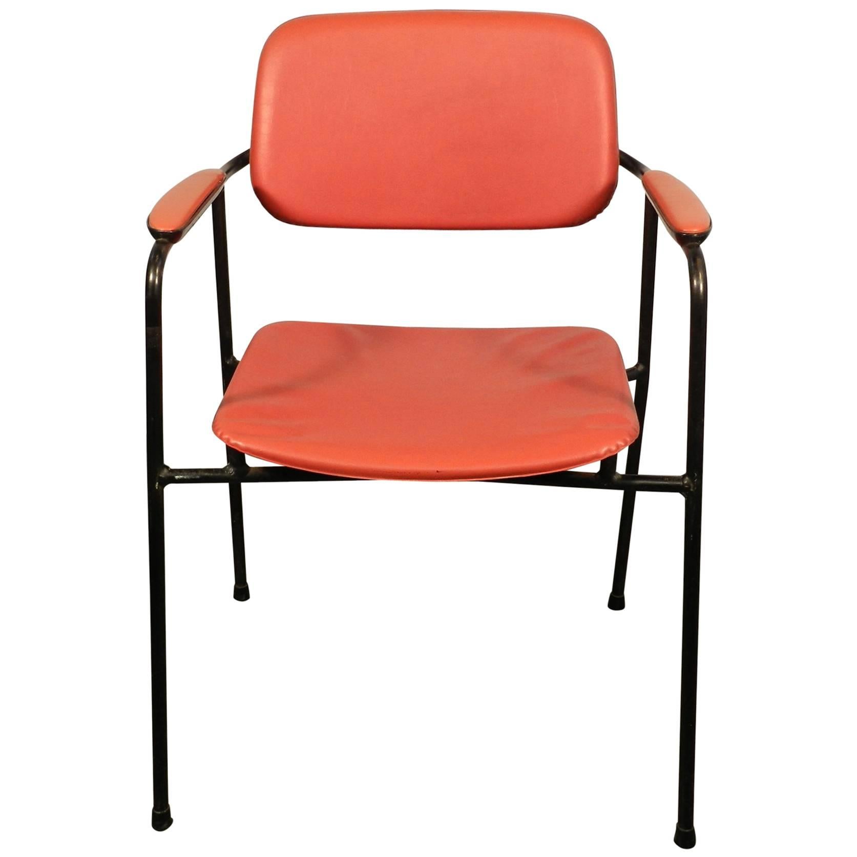 1950 Lacquered Metal Armchair in the Style of Pierre Guariche