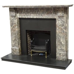 Irish Antique Victorian Carved Breccia Pernice Marble Fireplace Surround