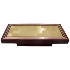 Burgundy Formica Coffee Table with Gold-Plated Inlay from Unknown Belgian Design
