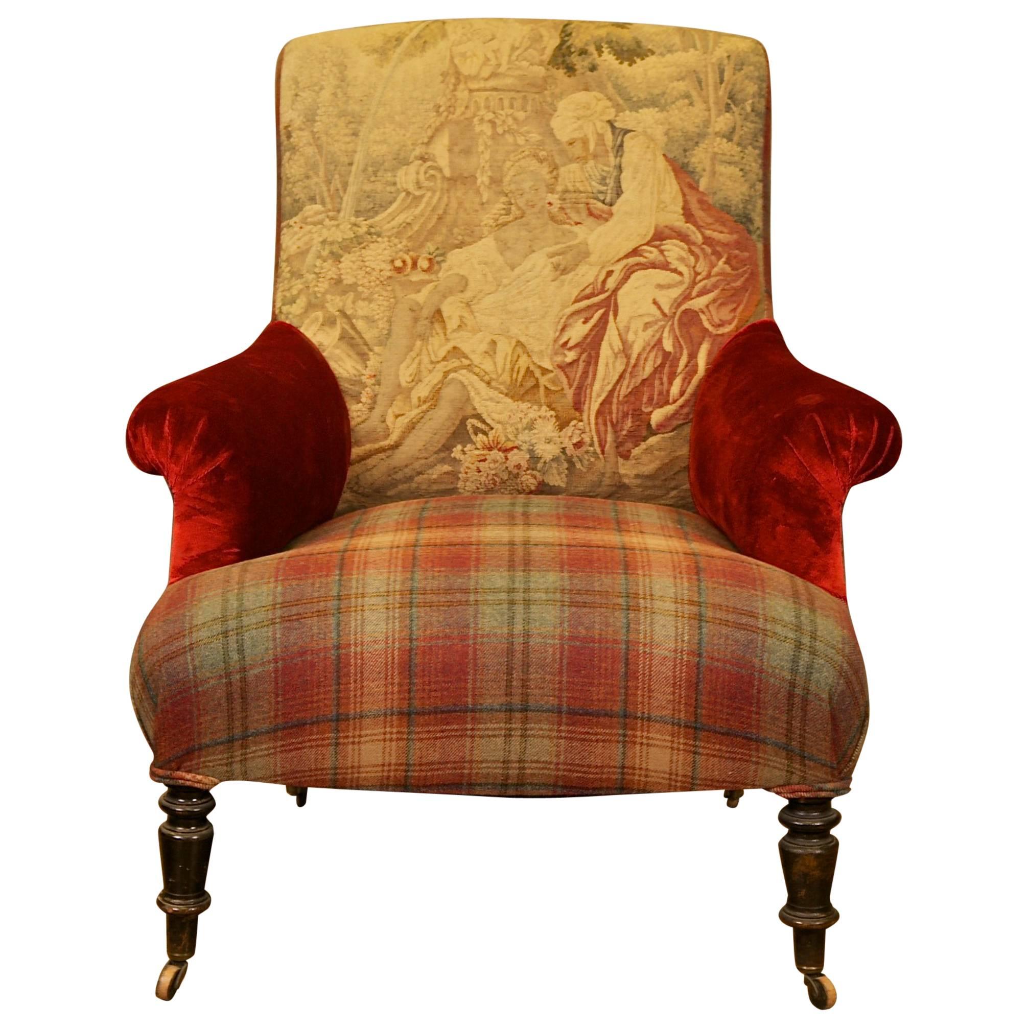 Napoleon III Armchair Upholstered in 18th Century Aubusson Tapisserie