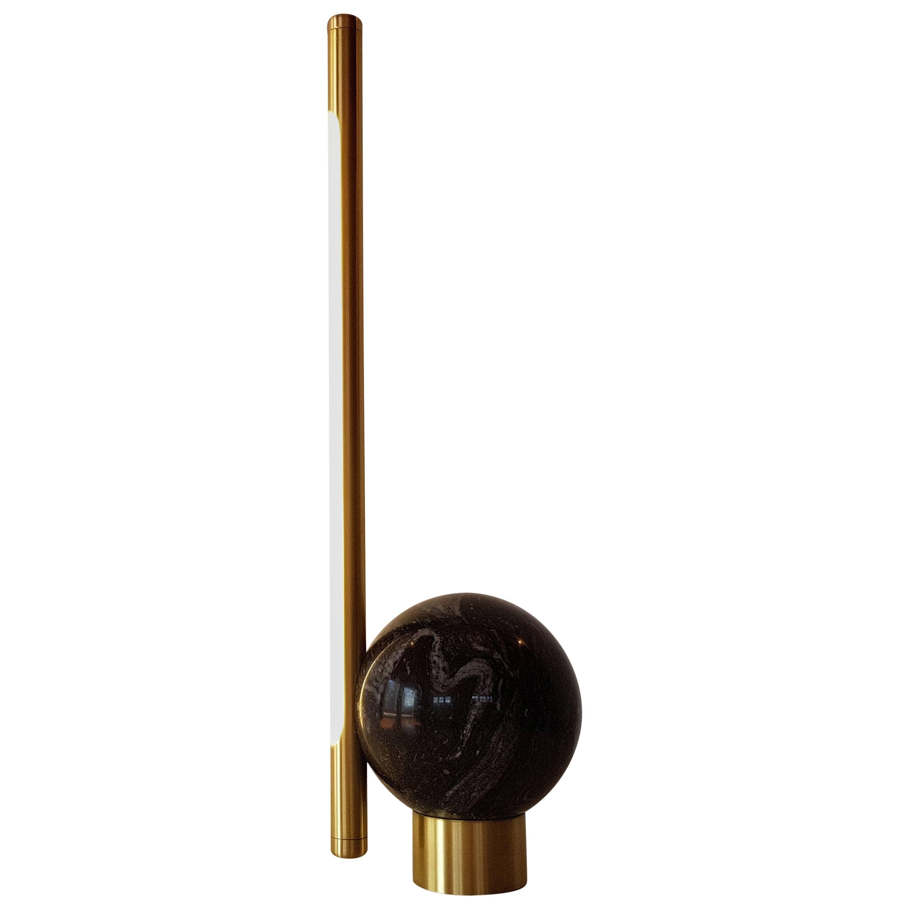 'Bubble' Table Lamp in Black Marble and Copper, Brazilian Contemporary Style For Sale