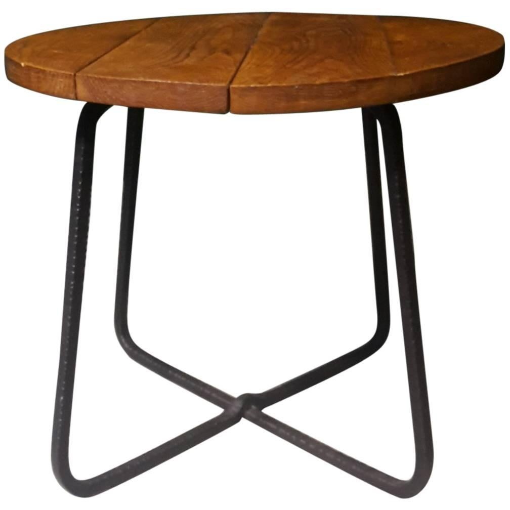 20th Century French Coffee Table Made of Walnut and Wrought Iron, 1960s For Sale