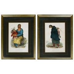 Pair of Antique Chippeway Prints of Charles Bird King, McKenney & Hall