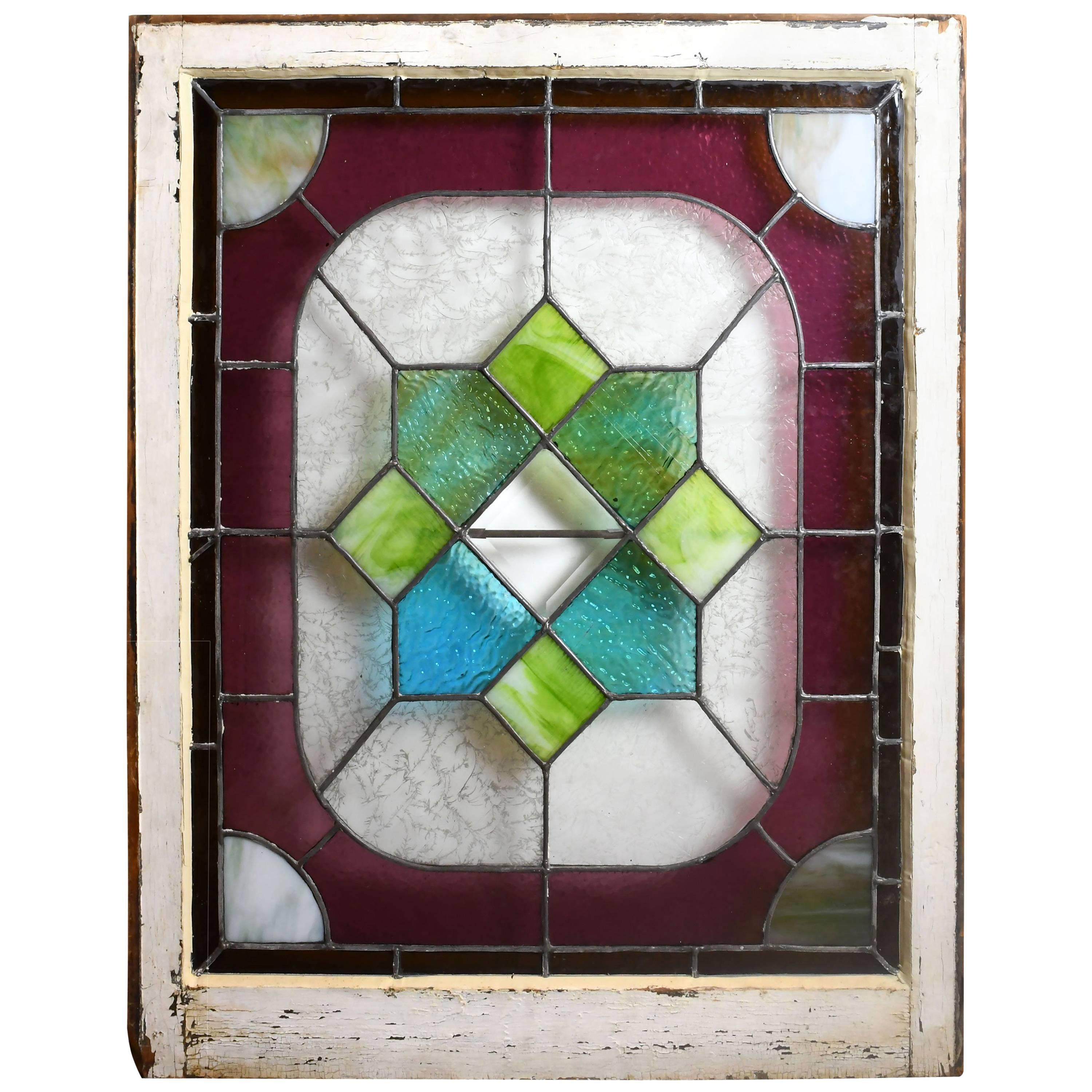Colorful Victorian Window with Beveled Diamond