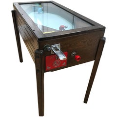 1950s Ruffler & Walker Ice Hockey Coin-Op Game in Solid Oak Cabinet