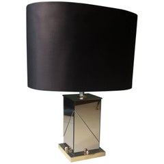 20th Century Italian Table Lamp by Romeo Rega Made of Mirror and Brass, 1970s