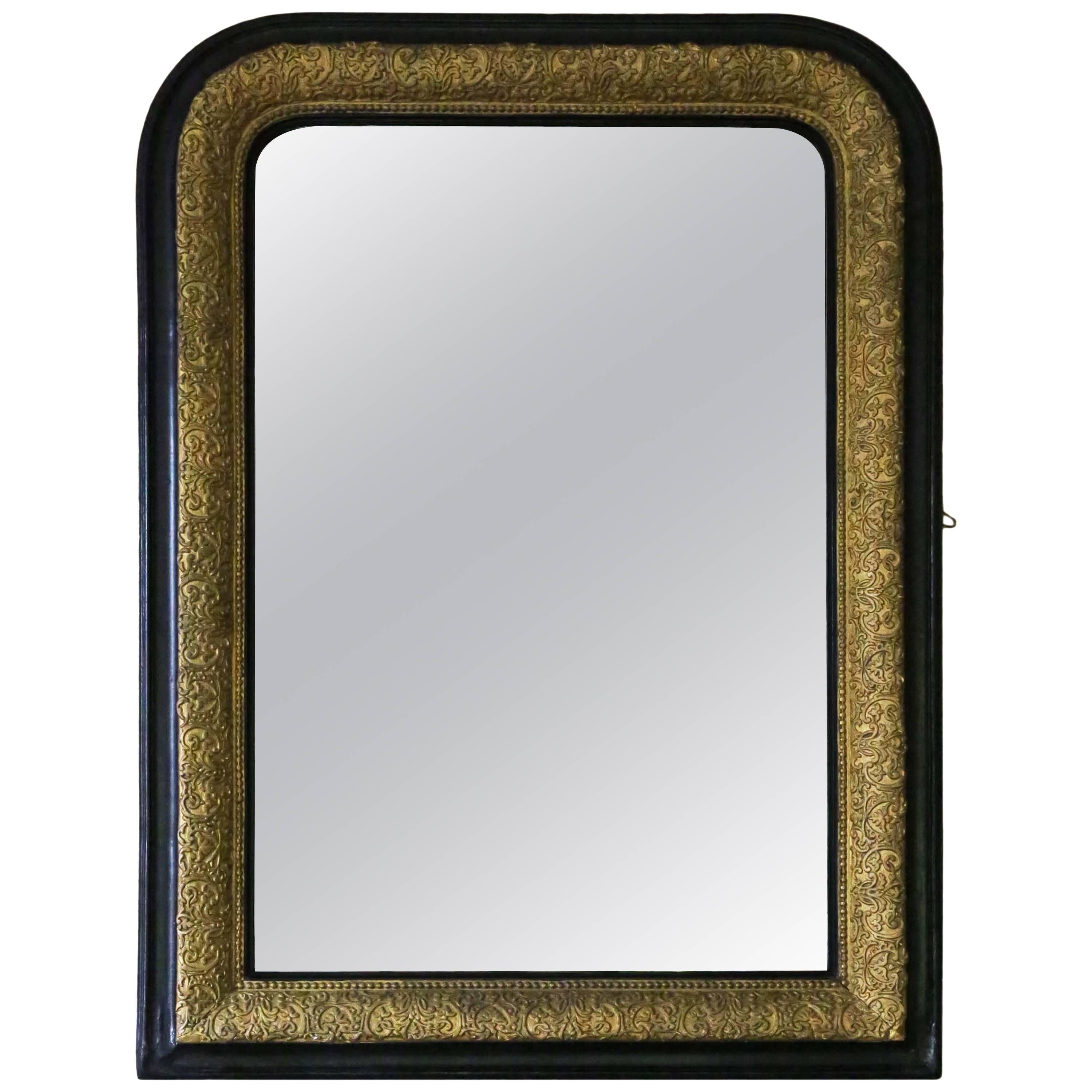 Antique Victorian Ebonized / Gilt Wall Mirror Overmantel For Sale