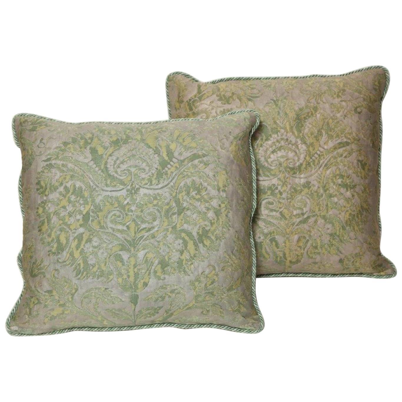 Pair of Fortuny Fabric Cushions in the Demedici Pattern