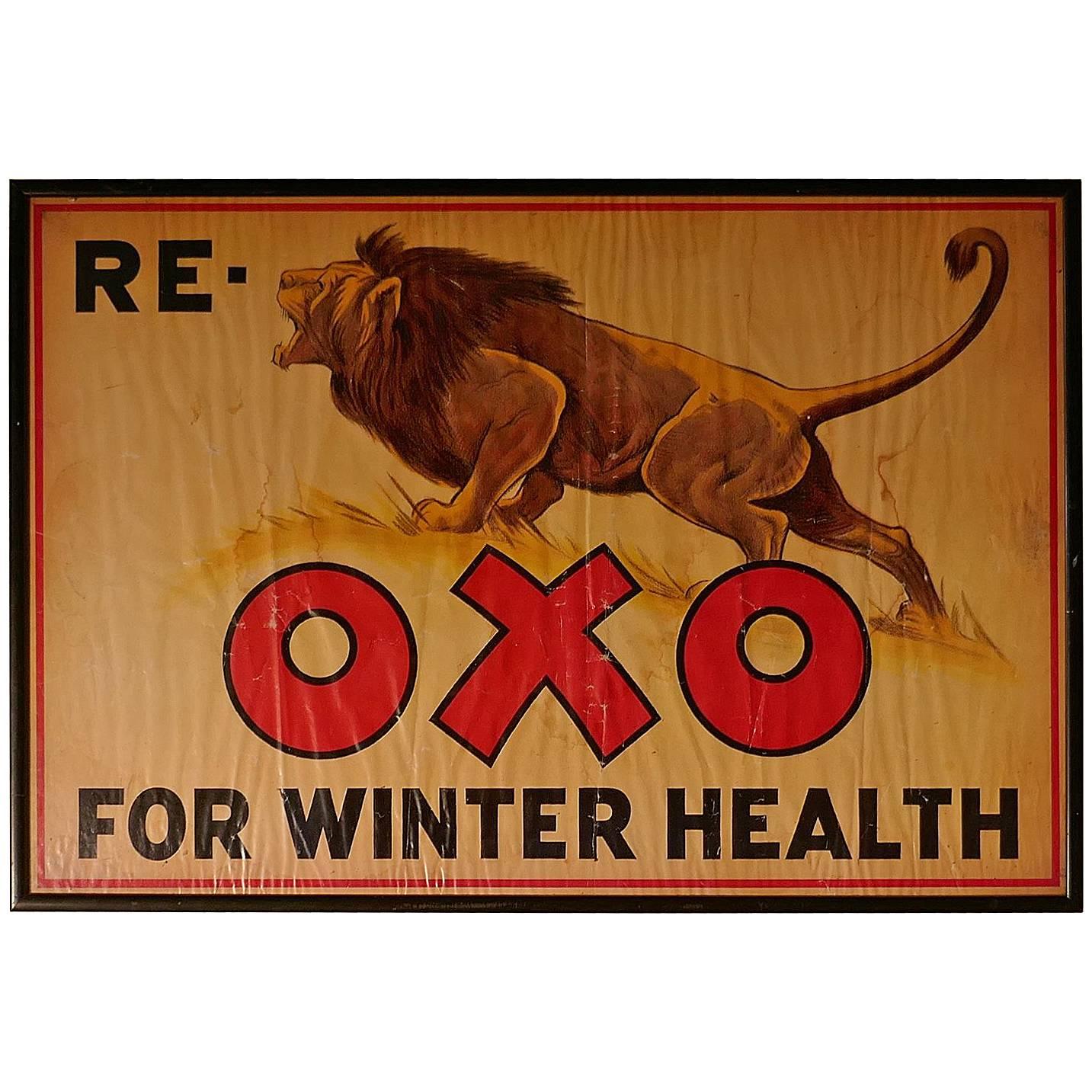 Affascinante cartello pubblicitario, Re Lion Oxo per A. Winter Health