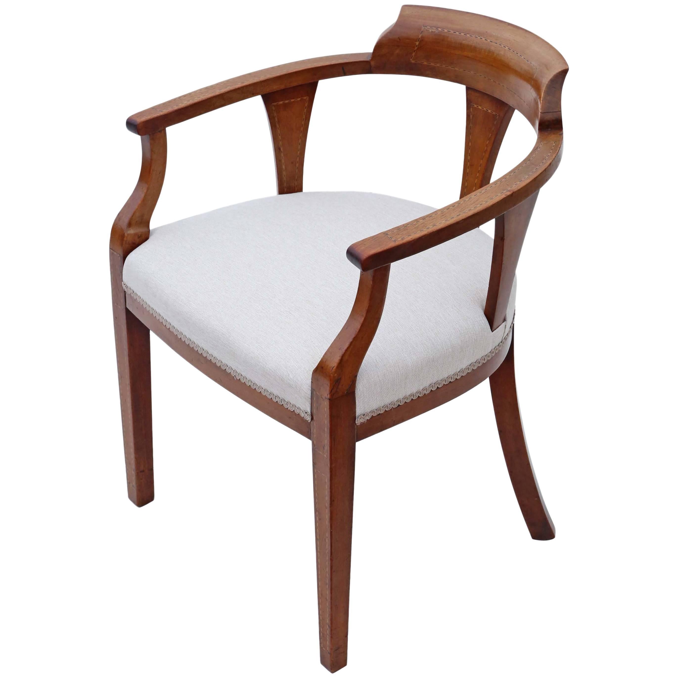 Antique Quality Edwardian Inlaid Mahogany Corner Arm Tub Chair