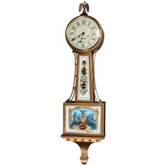 Style fédéral Repro Aaron Willard Nautical Banjo Wall Clock par Colonial:: 20ème siècle
