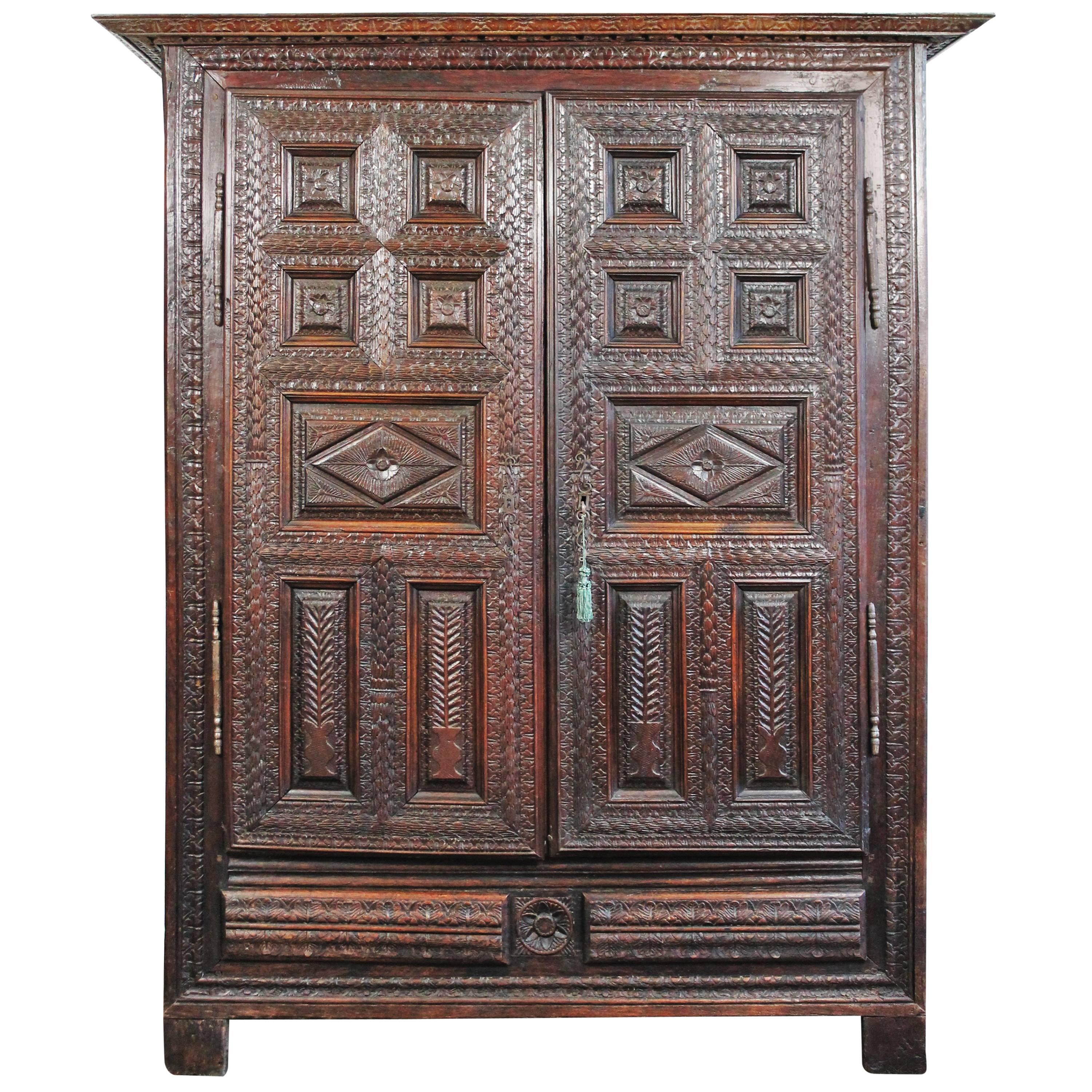 Exceptional Carved Cabinet, 17th Century