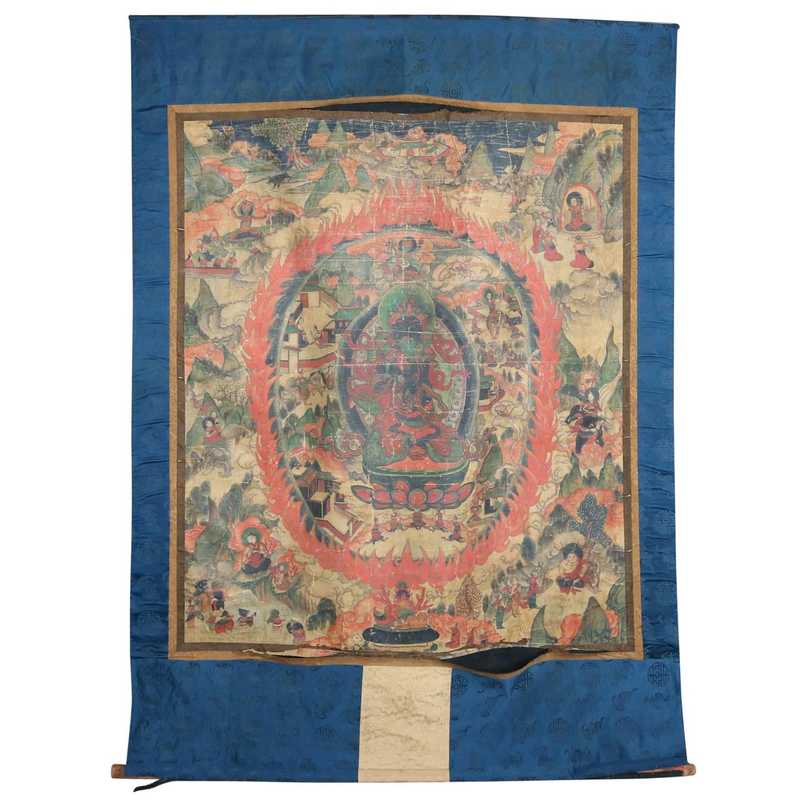 Tangkasnet Thangka Tibetan Buddhist Textile Scroll Painting, 19th Century