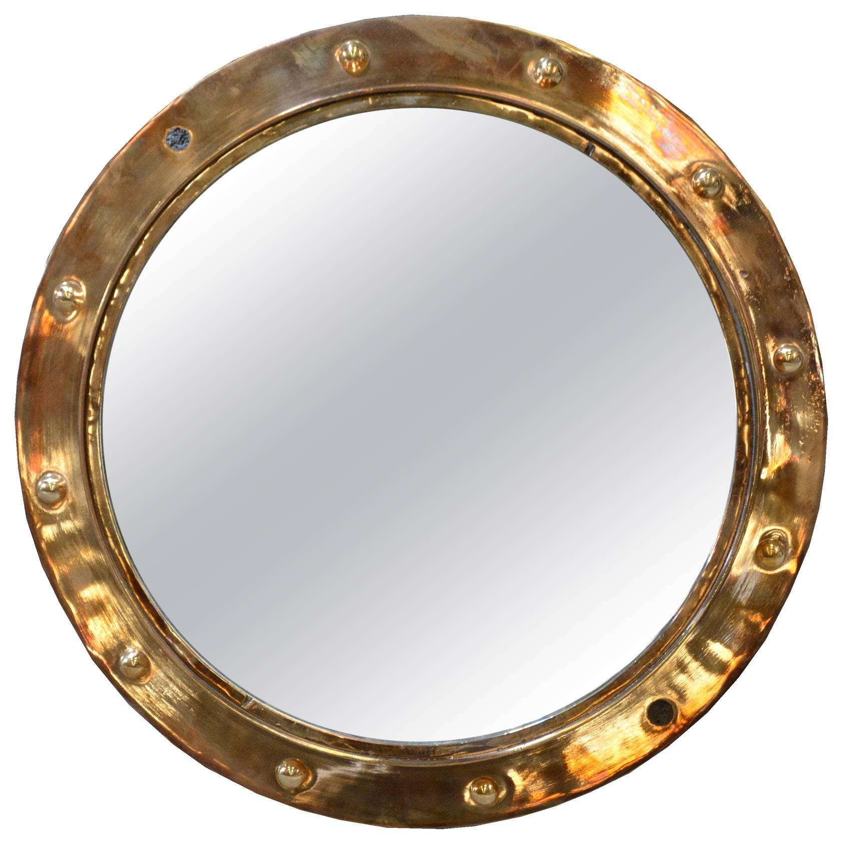 Original Brass Porthole Mirror For Sale
