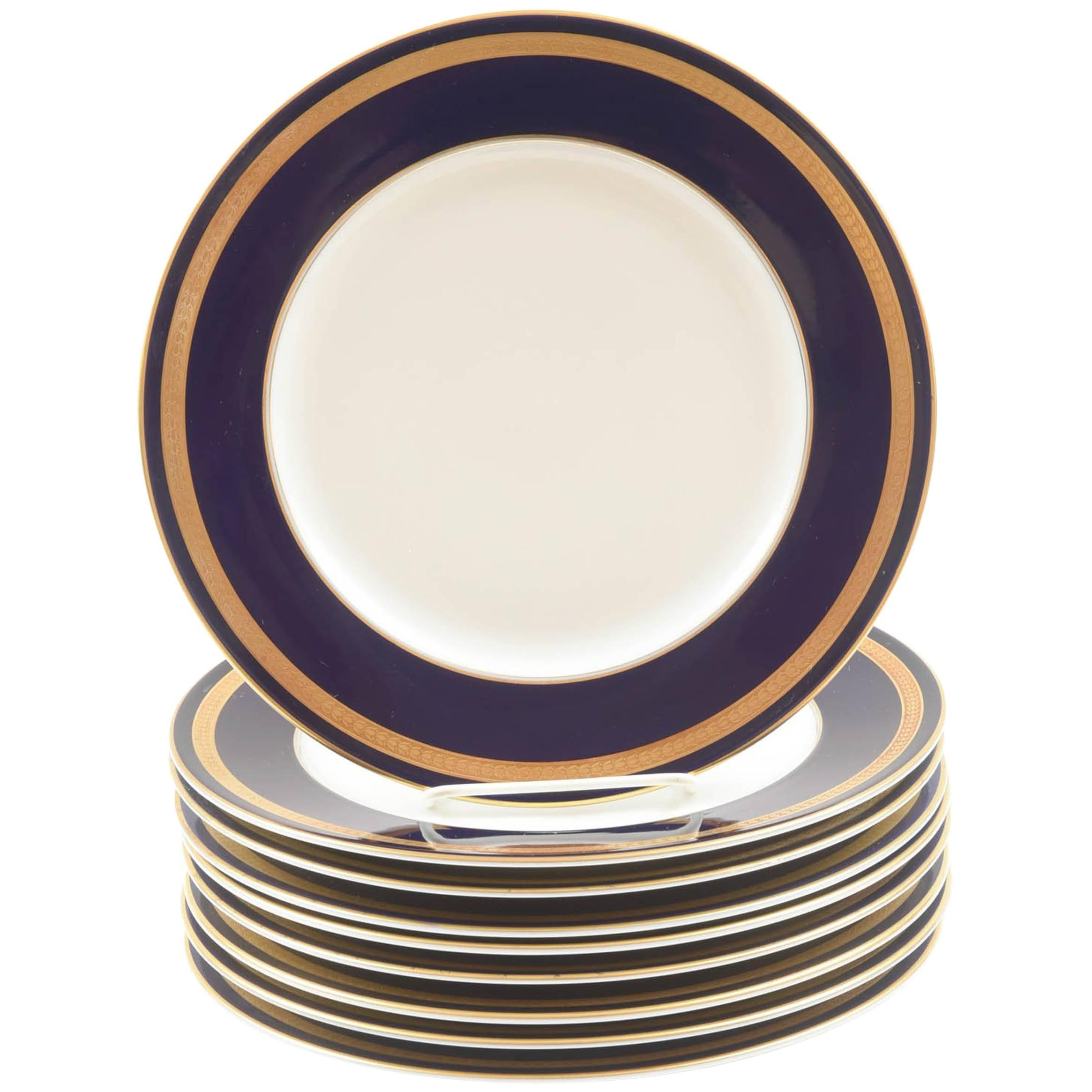 Eight Dinner Plates, "Eminence Cobalt" by Rosenthal