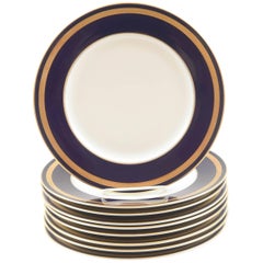 Vintage Eight Dinner Plates, "Eminence Cobalt" by Rosenthal