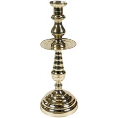 Large Brass Candleholder with Beehive Detail