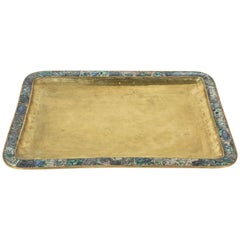 Vintage Brass and Abalone Tray from Mexico