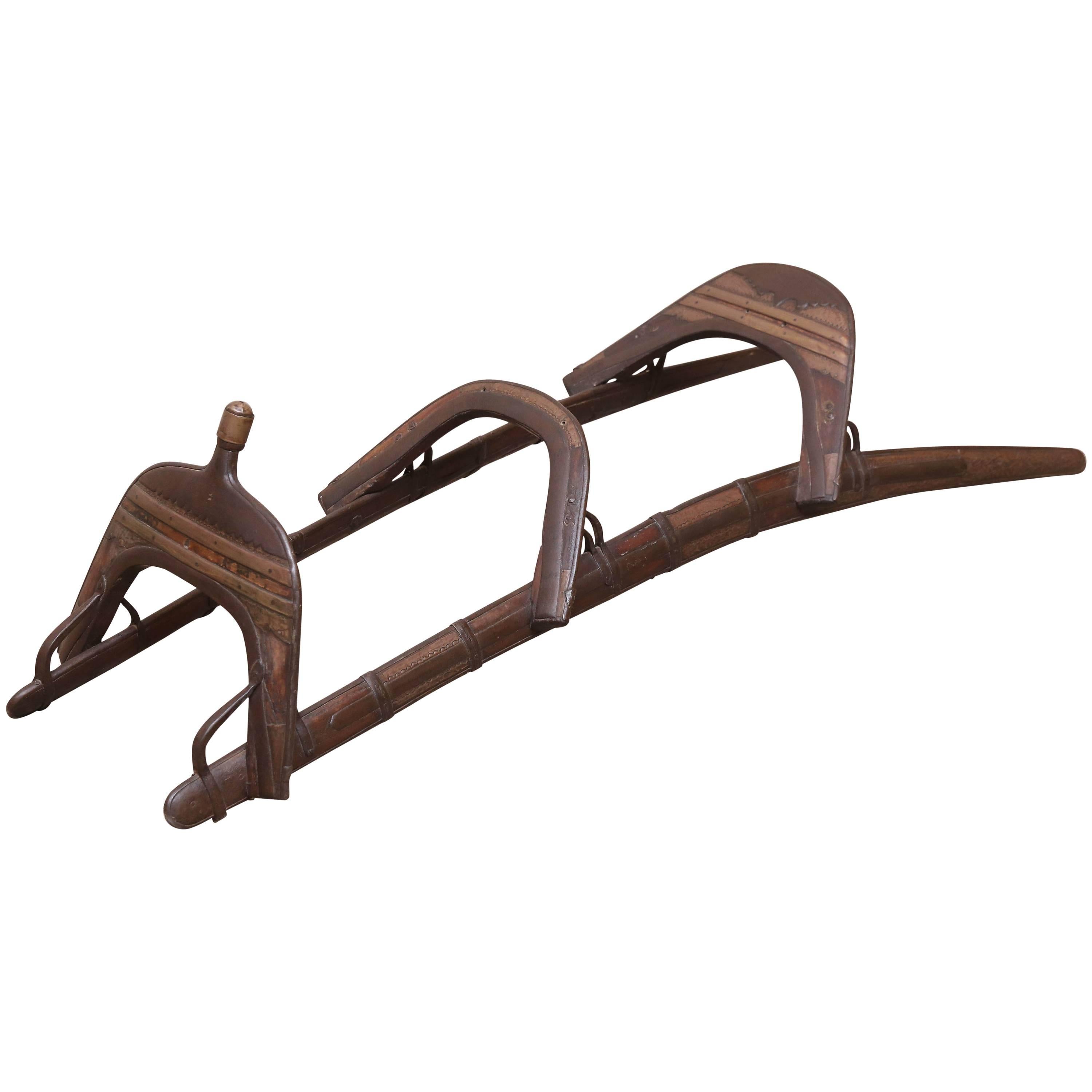 Mid-19th Century Wood and Metal Camel Seat Used by the Tribes in Western India For Sale