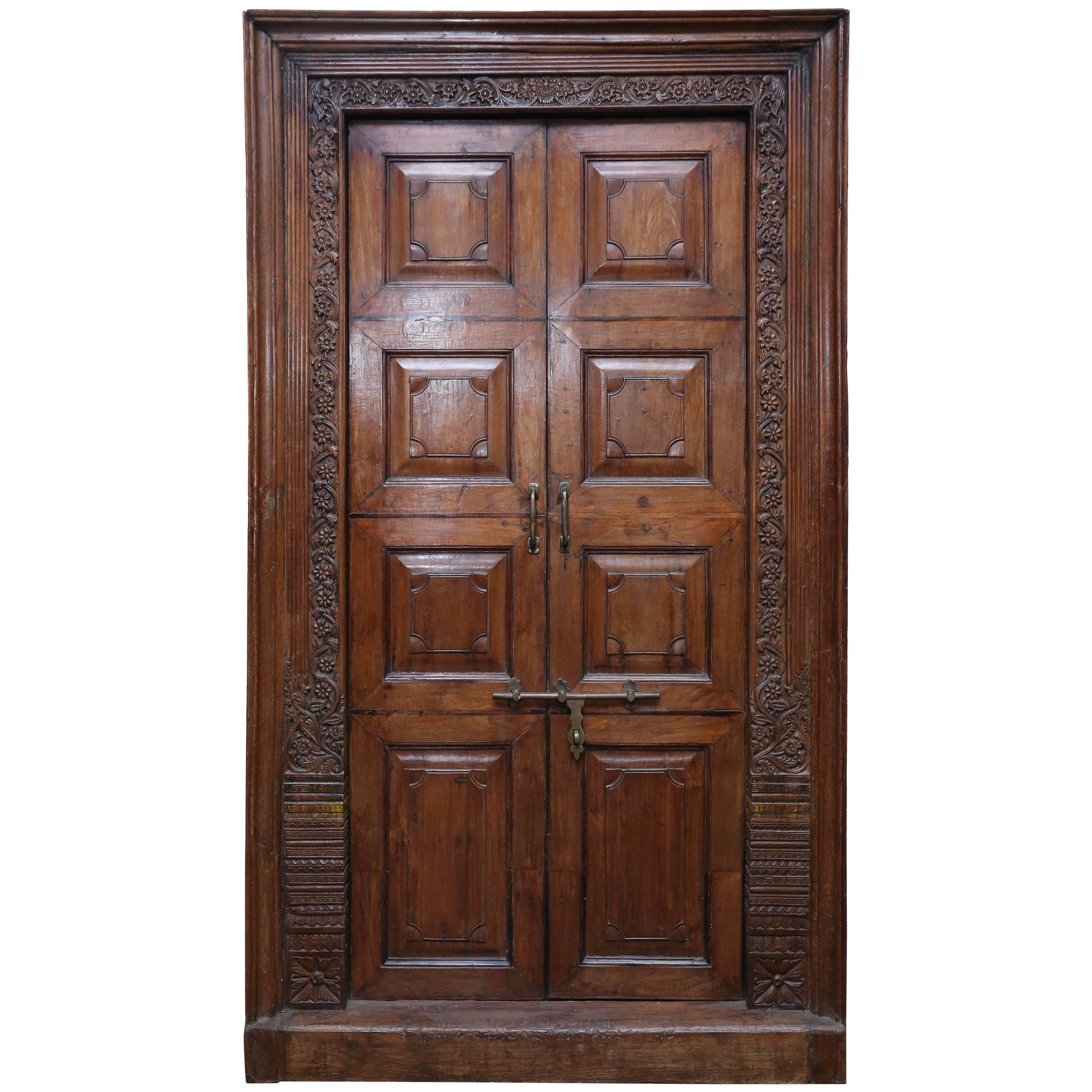 Third Quarter of the 19th Century Solid Teak Wood Superbly Crafted Entry Door For Sale