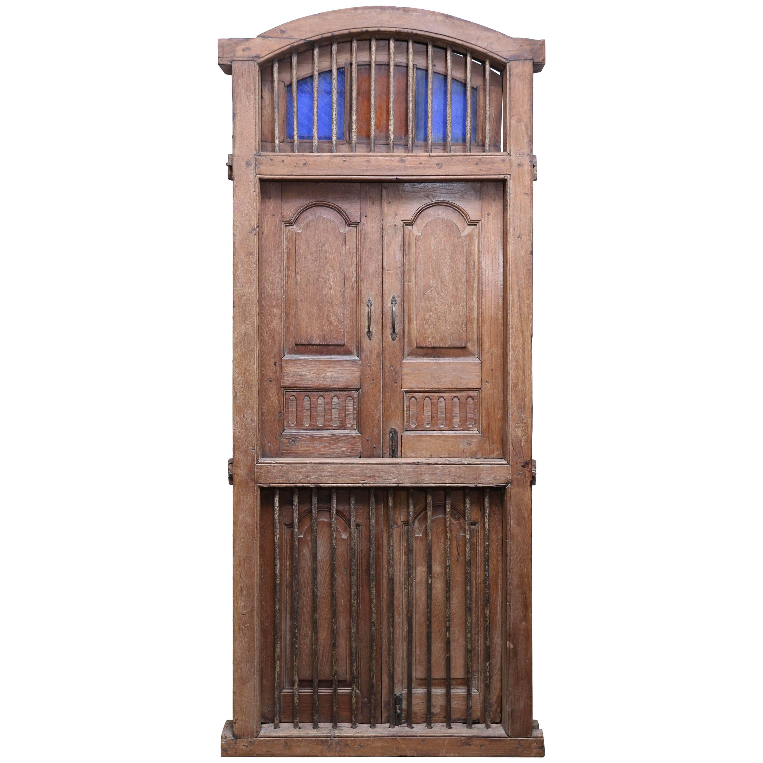 1820s Solid Teak Wood Window from a Portuguese Colonial Cathedral For Sale