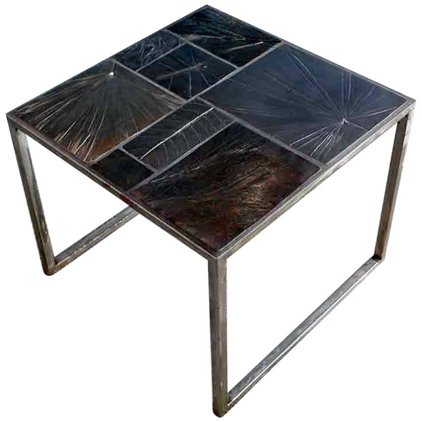 Customizable Contemporary Handmade Cast-Tile Glazed Ceramic Coffee Table For Sale
