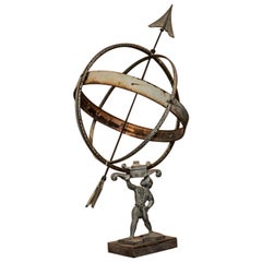 Retro Armillary Sphere and Sundial in Copper and Iron, Mid-20th Century