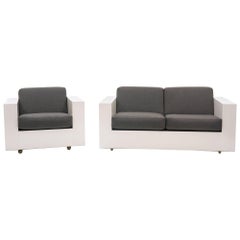 Loveseat and Chair by Milo Baughman for Thayer Coggin, White Laminate Case