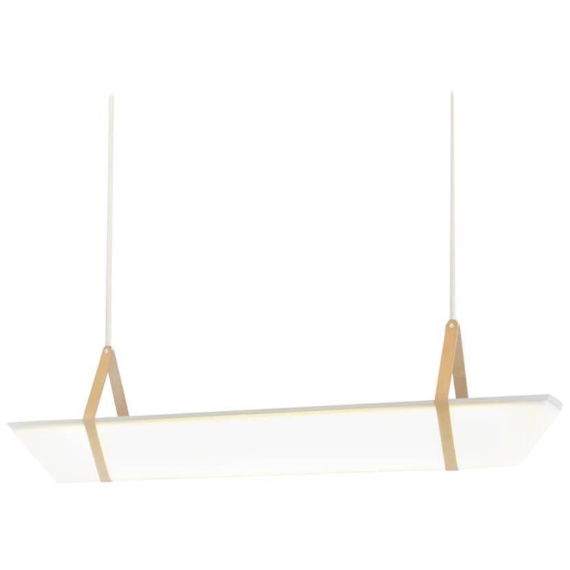 Lampe à suspension de 6 pieds en frêne blanchi à la chaux avec fixations blanches par Hinterland Design en vente