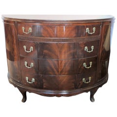 Crotch Mahogany Georgian Style Demilune Chest or Commode