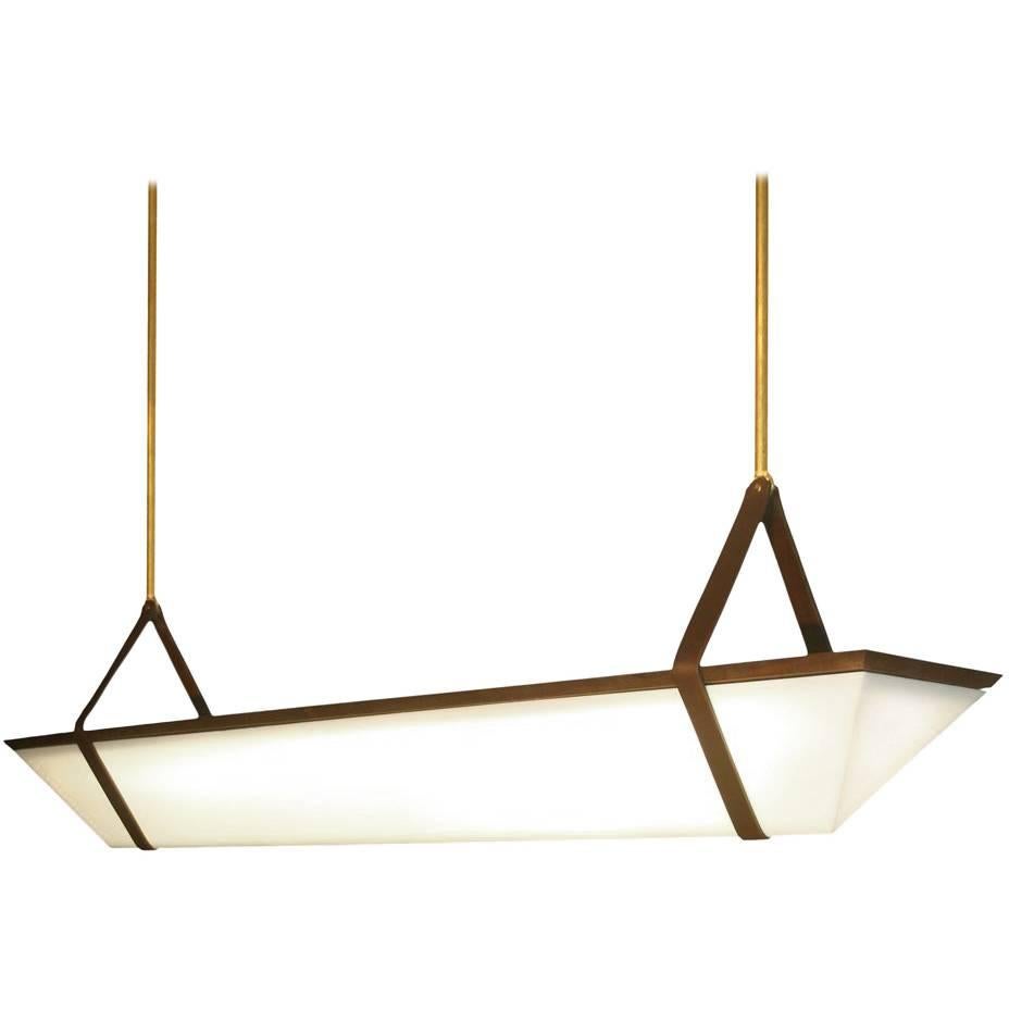 6-foot Pendant Light in Black Walnut with Brass Fixtures by Hinterland Design For Sale