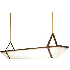 6-foot Pendant Light in Black Walnut with Brass Fixtures by Hinterland Design